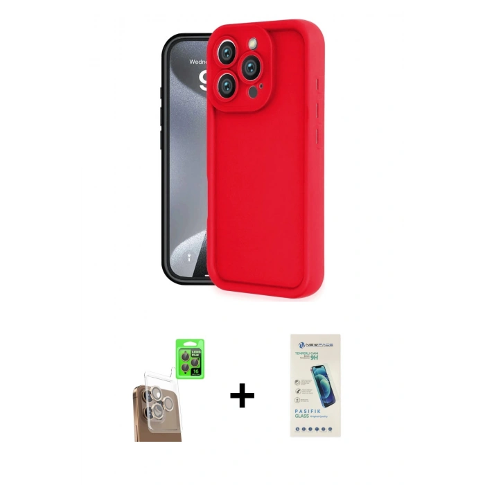 MARSİLYAN™- iPhone 16 Pro Max Kılıf Yankı Yansıma Özel Seri - Şeffaf Pasifik Cam Ekran Koruyucu + Raze Metal Kamera Lens - CLTM