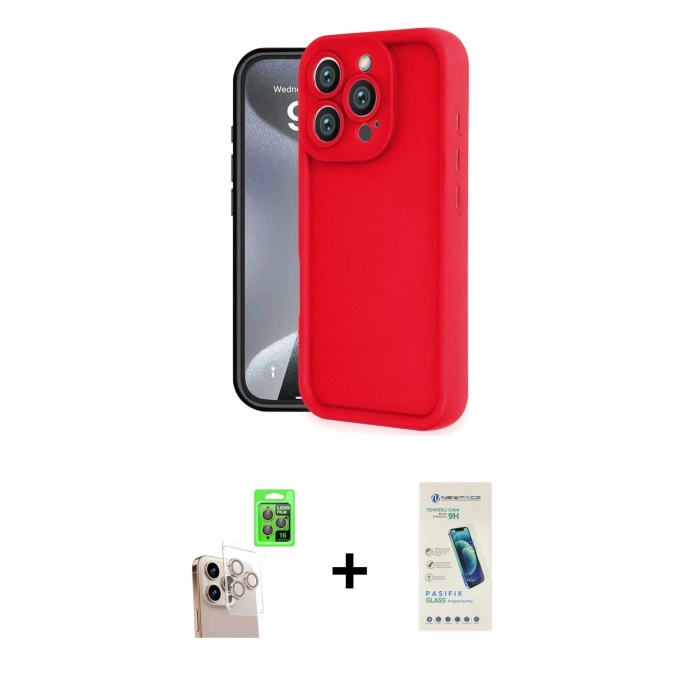 MARSİLYAN™- iPhone 16 Pro Max Kılıf Yankı Yansıma Özel Seri - Şeffaf Pasifik Cam Ekran Koruyucu + Raze Metal Kamera Lens - NLGY