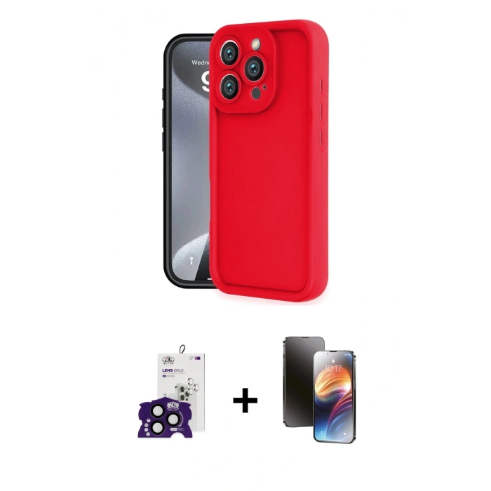 MARSİLYAN™- iPhone 16 Pro Max Kılıf Yankı Yansıma Özel Seri - Siyah 3D Antistatik Mat Seramik Nano Ekran Koruyucu + Bilvis Titan Kamera Lens - SH
