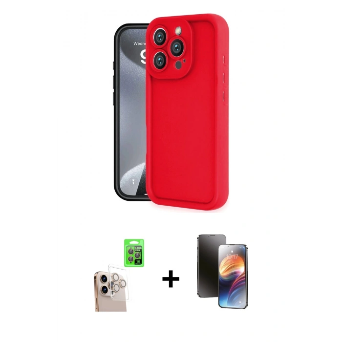 MARSİLYAN™- iPhone 16 Pro Max Kılıf Yankı Yansıma Özel Seri - Siyah 3D Antistatik Mat Seramik Nano Ekran Koruyucu + Raze Metal Kamera Lens - NLGY