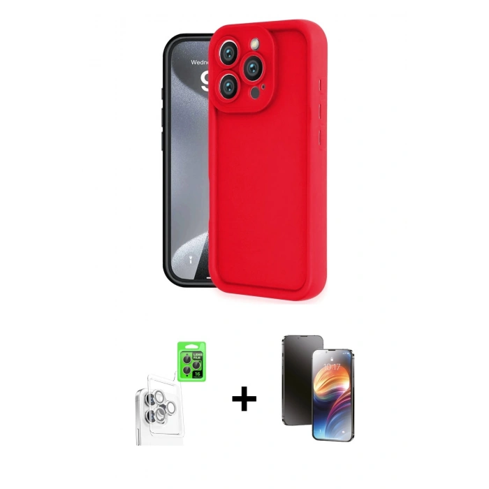 MARSİLYAN™- iPhone 16 Pro Max Kılıf Yankı Yansıma Özel Seri - Siyah 3D Antistatik Mat Seramik Nano Ekran Koruyucu + Beyaz Raze Metal Kamera Lens
