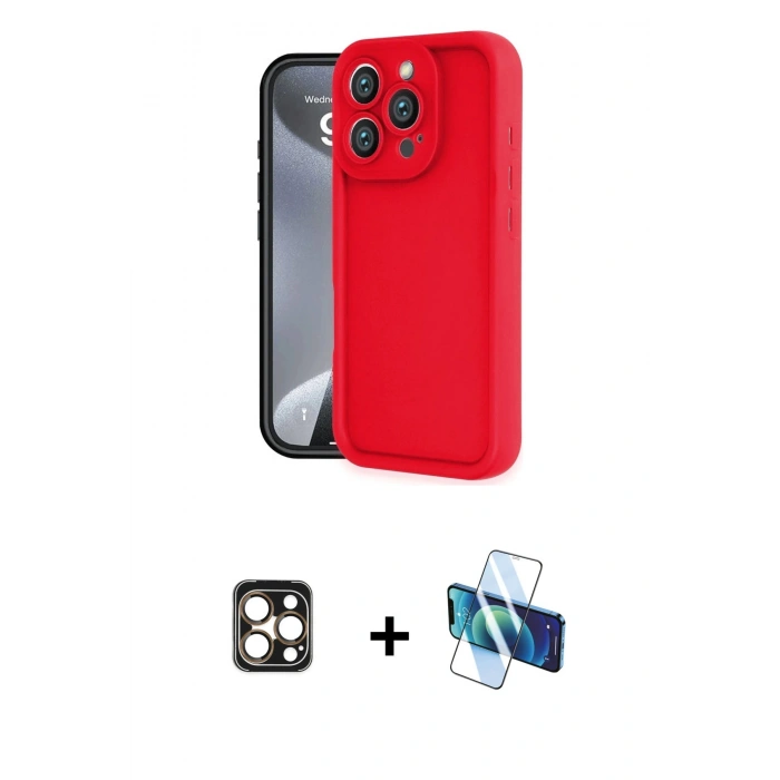 MARSİLYAN™- iPhone 16 Pro Max Kılıf Yankı Yansıma Özel Seri - Siyah 3D Antistatik Seramik Nano Ekran Koruyucu + PVD Metal Kamera Lens - GD