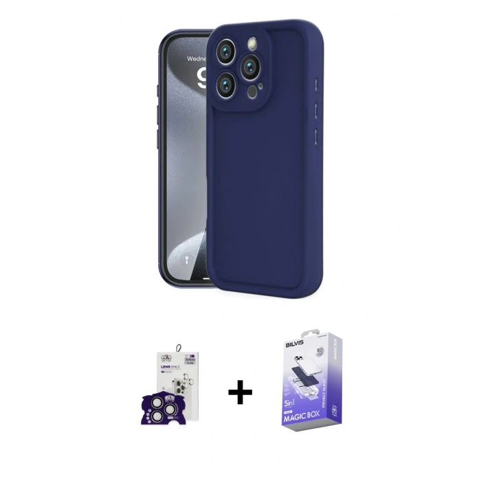 MARSİLYAN™- iPhone 16 Pro Max Kılıf Yankı Yansıma Özel Seri - Siyah Bilvis 5in1 5D Magic Hayalet Cam Ekran Koruyucu + Bilvis Titan Kamera Lens - TMGI