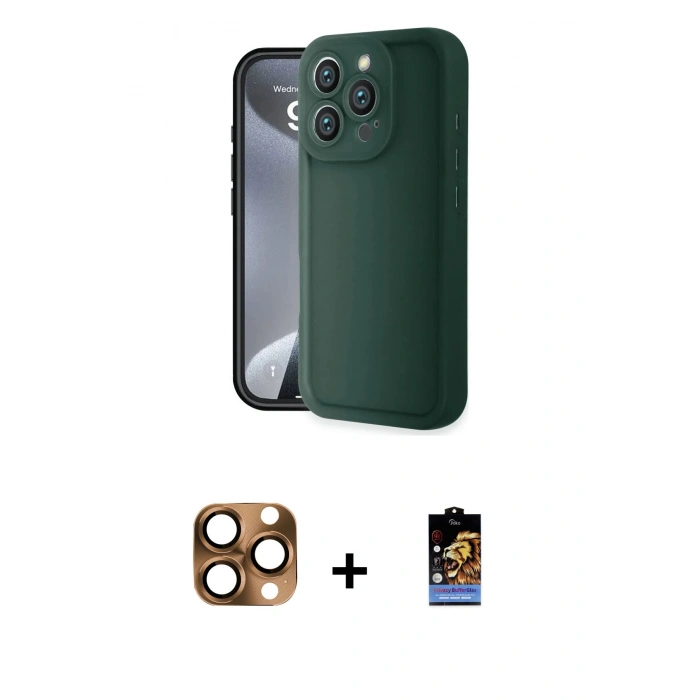 MARSİLYAN™- iPhone 16 Pro Max Kılıf Yankı Yansıma Özel Seri - Siyah Buffer Hayalet Cam Ekran Koruyucu + Pers Alüminyum Kamera Lens - CLTM