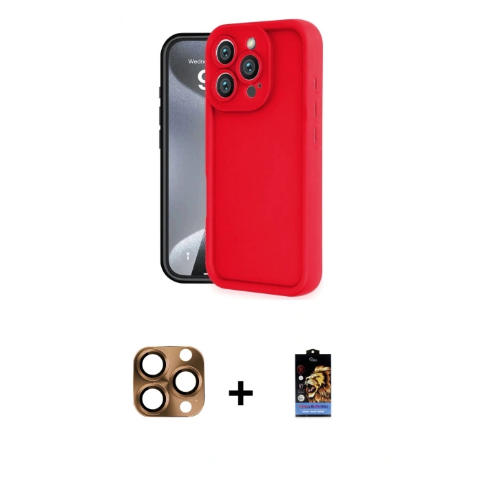MARSİLYAN™- iPhone 16 Pro Max Kılıf Yankı Yansıma Özel Seri - Siyah Buffer Hayalet Cam Ekran Koruyucu + Pers Alüminyum Kamera Lens - CLTM