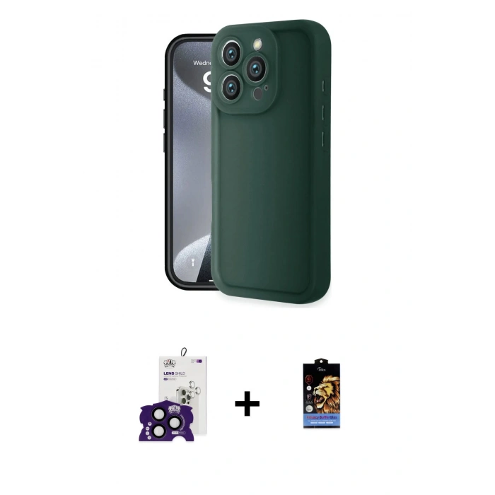 MARSİLYAN™- iPhone 16 Pro Max Kılıf Yankı Yansıma Özel Seri - Siyah Buffer Hayalet Cam Ekran Koruyucu + Bilvis Titan Kamera Lens - SH