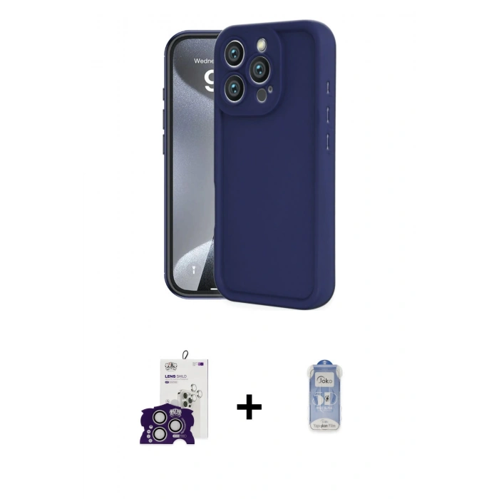 MARSİLYAN™- iPhone 16 Pro Max Kılıf Yankı Yansıma Özel Seri - Siyah Joko Magic 5D Cam + Bilvis Titan Kamera Lens - GS