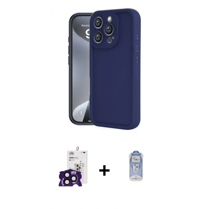 MARSİLYAN™- iPhone 16 Pro Max Kılıf Yankı Yansıma Özel Seri - Siyah Joko Magic 5D Cam + Bilvis Titan Kamera Lens - SH