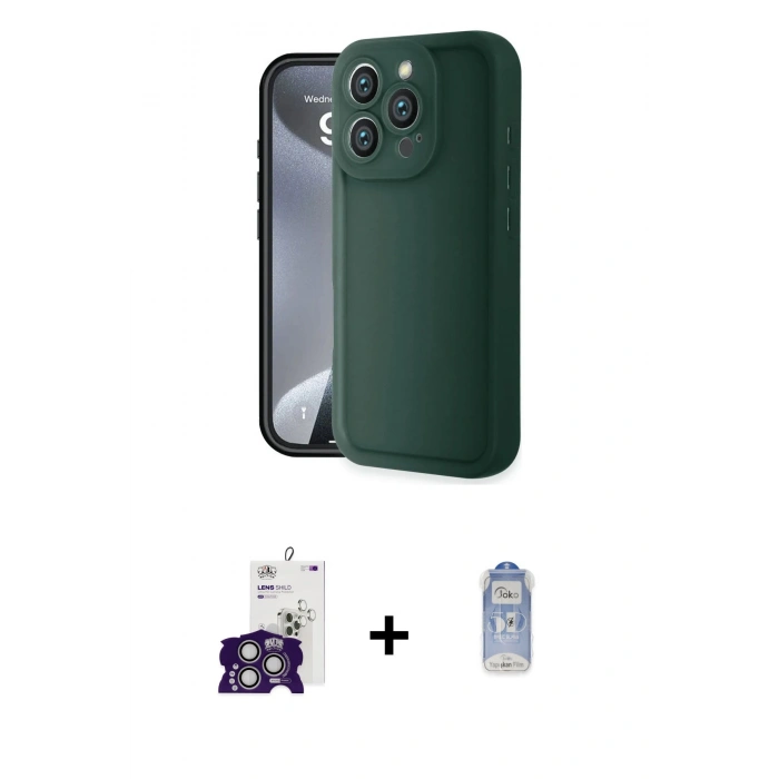 MARSİLYAN™- iPhone 16 Pro Max Kılıf Yankı Yansıma Özel Seri - Siyah Joko Magic 5D Cam + Bilvis Titan Kamera Lens - GS