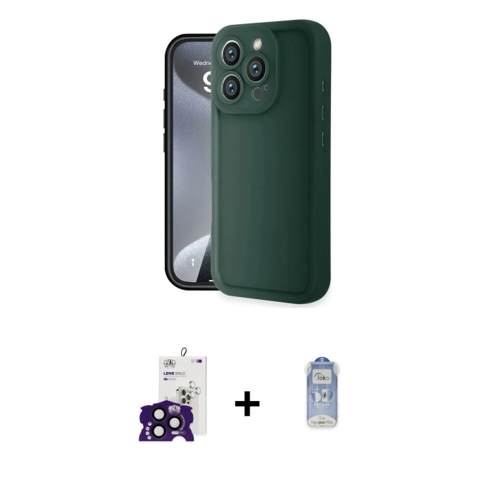 MARSİLYAN™- iPhone 16 Pro Max Kılıf Yankı Yansıma Özel Seri - Siyah Joko Magic 5D Cam + Bilvis Titan Kamera Lens - SH