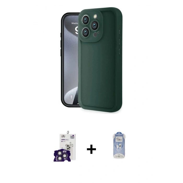 MARSİLYAN™- iPhone 16 Pro Max Kılıf Yankı Yansıma Özel Seri - Siyah Joko Magic 5D Cam + Bilvis Titan Kamera Lens - TMGI