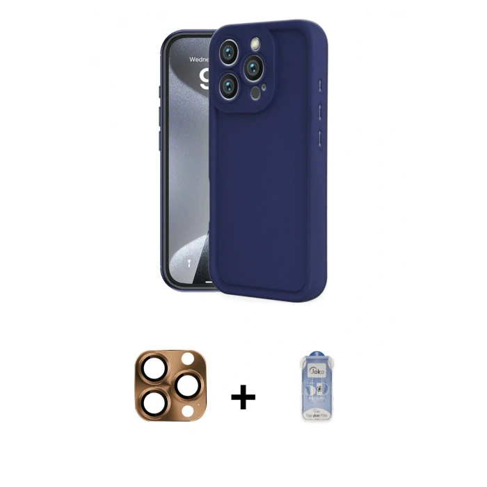 MARSİLYAN™- iPhone 16 Pro Max Kılıf Yankı Yansıma Özel Seri - Siyah Joko Magic 5D Cam + Pers Alüminyum Kamera Lens - CLTM