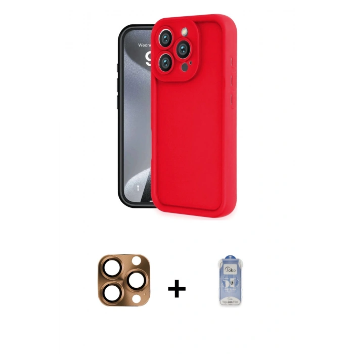 MARSİLYAN™- iPhone 16 Pro Max Kılıf Yankı Yansıma Özel Seri - Siyah Joko Magic 5D Cam + Pers Alüminyum Kamera Lens - CLTM