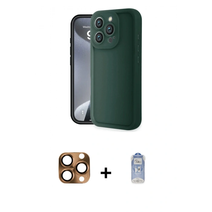 MARSİLYAN™- iPhone 16 Pro Max Kılıf Yankı Yansıma Özel Seri - Siyah Joko Magic 5D Cam + Pers Alüminyum Kamera Lens - CLTM
