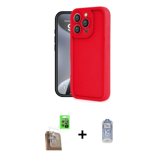 MARSİLYAN™- iPhone 16 Pro Max Kılıf Yankı Yansıma Özel Seri - Siyah Joko Magic 5D Cam + Raze Metal Kamera Lens - CLTM