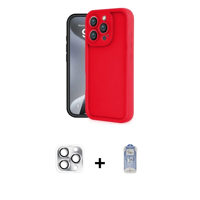 MARSİLYAN™- iPhone 16 Pro Max Kılıf Yankı Yansıma Özel Seri - Siyah Joko Magic 5D Cam + Pers Alüminyum Kamera Lens - GS