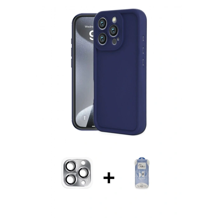 MARSİLYAN™- iPhone 16 Pro Max Kılıf Yankı Yansıma Özel Seri - Siyah Joko Magic 5D Cam + Pers Alüminyum Kamera Lens - GI