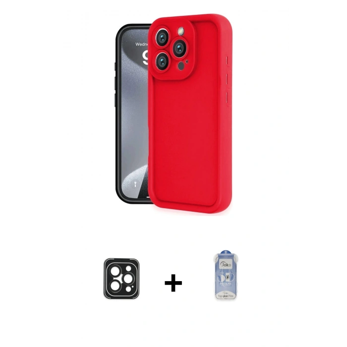 MARSİLYAN™- iPhone 16 Pro Max Kılıf Yankı Yansıma Özel Seri - Siyah Joko Magic 5D Cam + PVD Metal Kamera Lens - SH