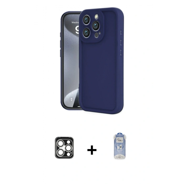 MARSİLYAN™- iPhone 16 Pro Max Kılıf Yankı Yansıma Özel Seri - Siyah Joko Magic 5D Cam + PVD Metal Kamera Lens - GS