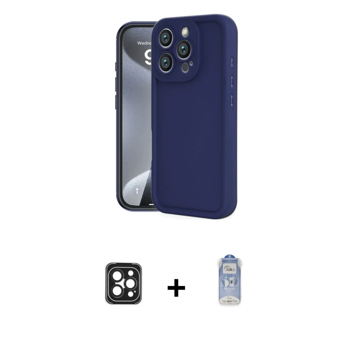 MARSİLYAN™- iPhone 16 Pro Max Kılıf Yankı Yansıma Özel Seri - Siyah Joko Magic 5D Cam + PVD Metal Kamera Lens - SH