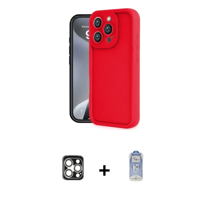 MARSİLYAN™- iPhone 16 Pro Max Kılıf Yankı Yansıma Özel Seri - Siyah Joko Magic 5D Cam + PVD Metal Kamera Lens - GS