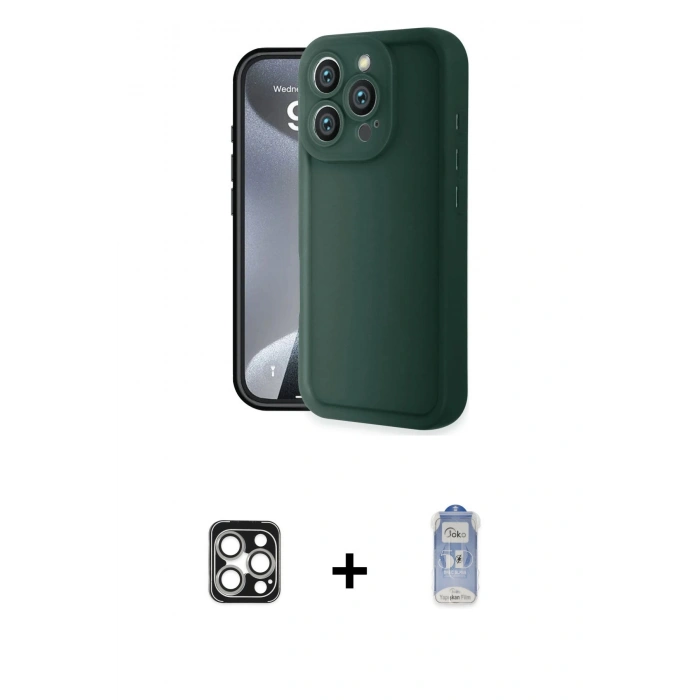 MARSİLYAN™- iPhone 16 Pro Max Kılıf Yankı Yansıma Özel Seri - Siyah Joko Magic 5D Cam + PVD Metal Kamera Lens - GS