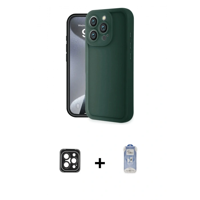 MARSİLYAN™- iPhone 16 Pro Max Kılıf Yankı Yansıma Özel Seri - Siyah Joko Magic 5D Cam + PVD Metal Kamera Lens - SH