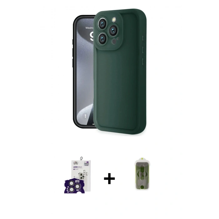 MARSİLYAN™- iPhone 16 Pro Max Kılıf Yankı Yansıma Özel Seri - Siyah Joko Magic 5D Hayalet Cam + Bilvis Titan Kamera Lens - TMGI