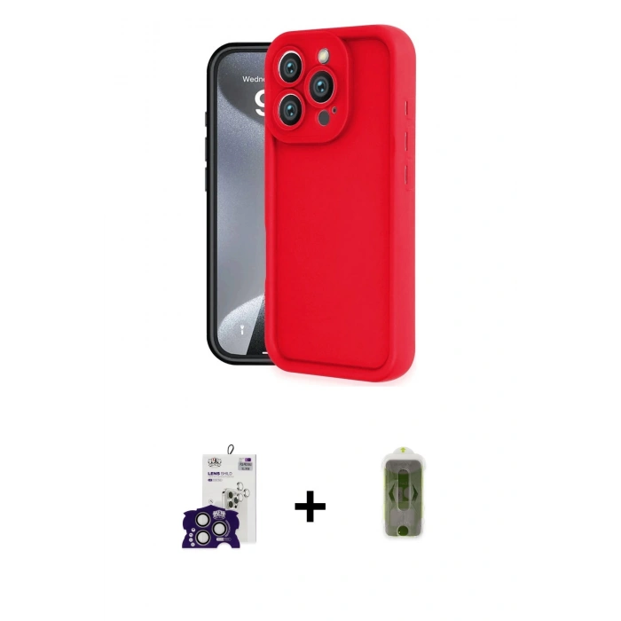 MARSİLYAN™- iPhone 16 Pro Max Kılıf Yankı Yansıma Özel Seri - Siyah Joko Magic 5D Hayalet Cam + Bilvis Titan Kamera Lens - TMGI