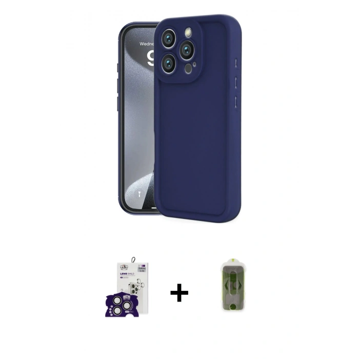 MARSİLYAN™- iPhone 16 Pro Max Kılıf Yankı Yansıma Özel Seri - Siyah Joko Magic 5D Hayalet Cam + Bilvis Titan Kamera Lens - TMGI