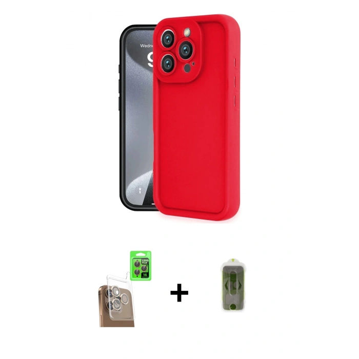 MARSİLYAN™- iPhone 16 Pro Max Kılıf Yankı Yansıma Özel Seri - Siyah Joko Magic 5D Hayalet Cam + Çöl Titanyum Raze Metal Kamera Lens