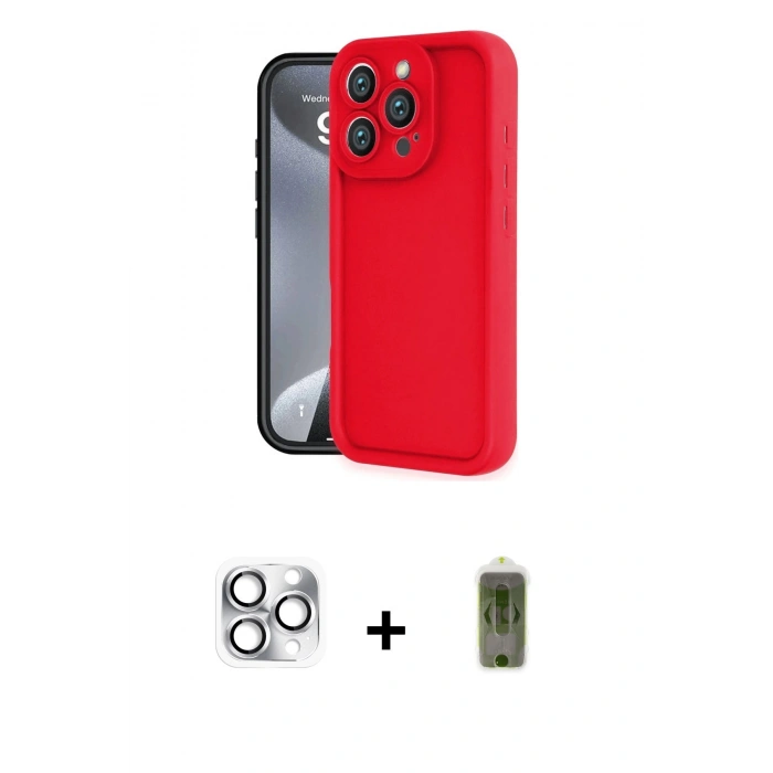 MARSİLYAN™- iPhone 16 Pro Max Kılıf Yankı Yansıma Özel Seri - Siyah Joko Magic 5D Hayalet Cam + Gümüş Pers Alüminyum Kamera Lens
