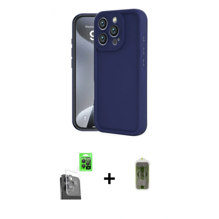 MARSİLYAN™- iPhone 16 Pro Max Kılıf Yankı Yansıma Özel Seri - Siyah Joko Magic 5D Hayalet Cam + Raze Metal Kamera Lens - SH