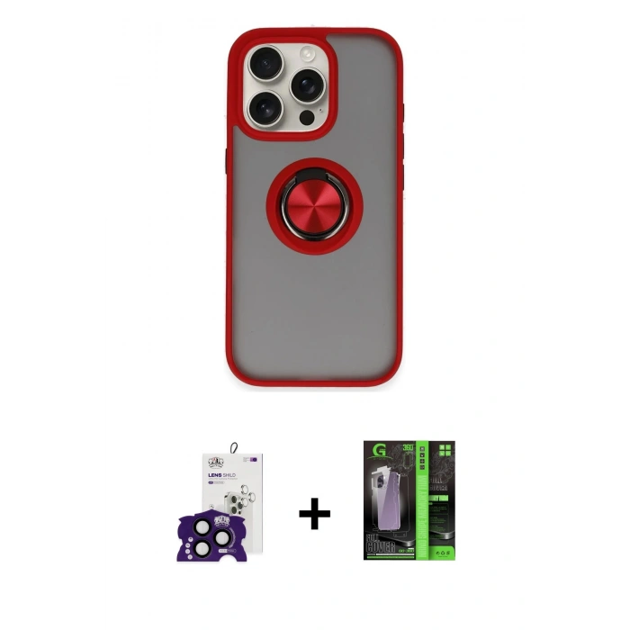 MARSİLYAN™- iPhone 16 Pro Max Kılıf Yörünge Çizgi - Şeffaf 360 Full Body Arka Koruyucu + Bilvis Titan Kamera Lens - SH