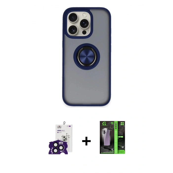 MARSİLYAN™- iPhone 16 Pro Max Kılıf Yörünge Çizgi - Şeffaf 360 Full Body Arka Koruyucu + Bilvis Titan Kamera Lens - SH