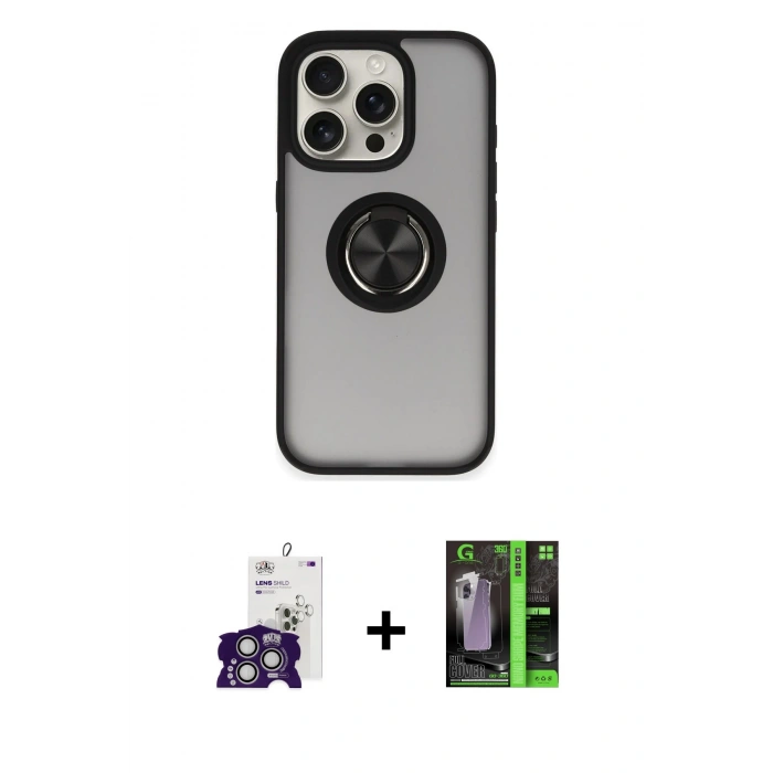 MARSİLYAN™- iPhone 16 Pro Max Kılıf Yörünge Çizgi - Şeffaf 360 Full Body Arka Koruyucu + Bilvis Titan Kamera Lens - GS