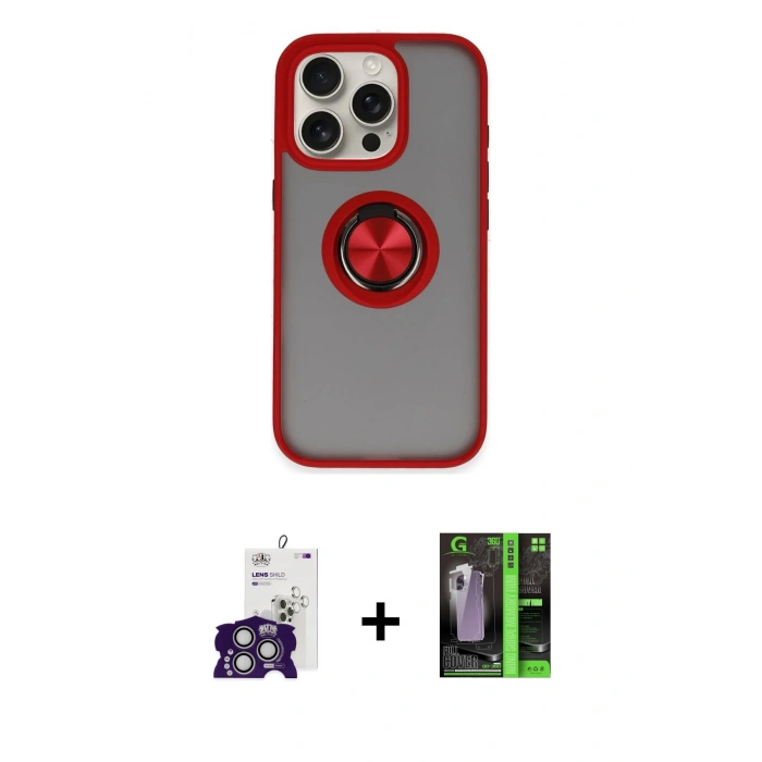 MARSİLYAN™- iPhone 16 Pro Max Kılıf Yörünge Çizgi - Şeffaf 360 Full Body Arka Koruyucu + Bilvis Titan Kamera Lens - GS