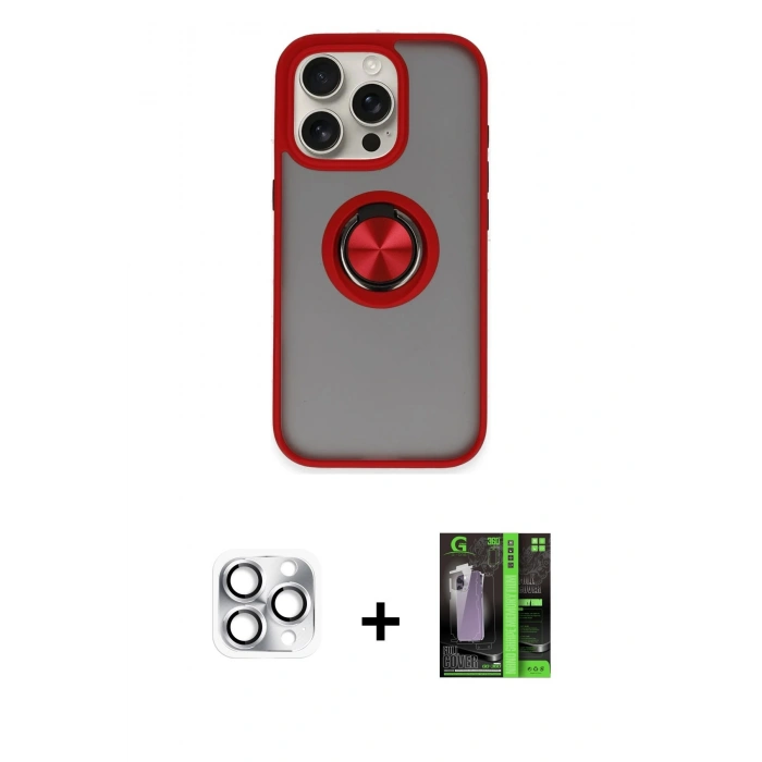 MARSİLYAN™- iPhone 16 Pro Max Kılıf Yörünge Çizgi - Şeffaf 360 Full Body Arka Koruyucu + Pers Alüminyum Kamera Lens - GS
