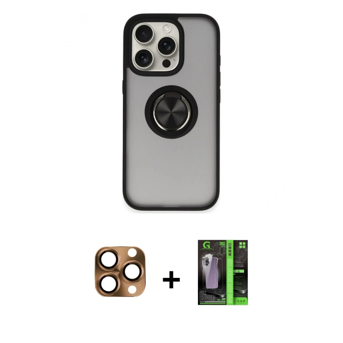 MARSİLYAN™- iPhone 16 Pro Max Kılıf Yörünge Çizgi - Şeffaf 360 Full Body Arka Koruyucu + Pers Alüminyum Kamera Lens - CLTM