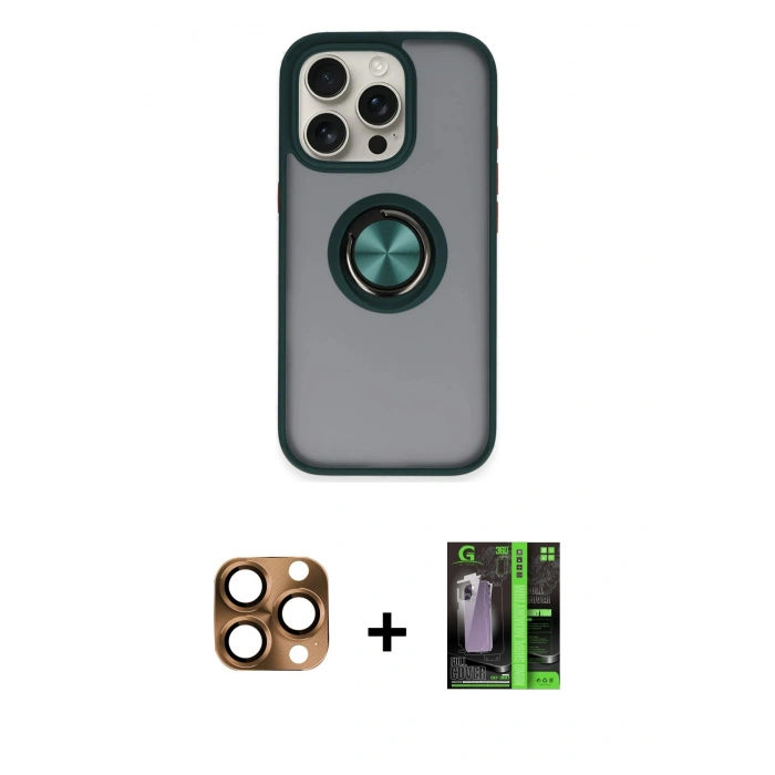 MARSİLYAN™- iPhone 16 Pro Max Kılıf Yörünge Çizgi - Şeffaf 360 Full Body Arka Koruyucu + Pers Alüminyum Kamera Lens - CLTM