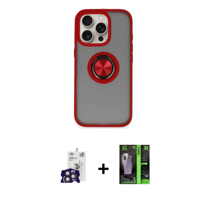 MARSİLYAN™- iPhone 16 Pro Max Kılıf Yörünge Çizgi - Şeffaf 360 Full Body Arka Koruyucu + Bilvis Titan Kamera Lens - TMGI