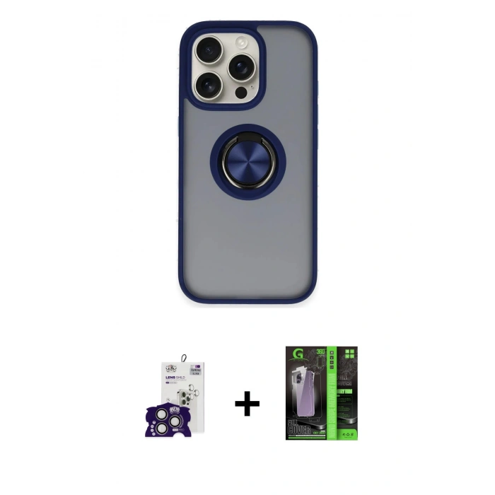 MARSİLYAN™- iPhone 16 Pro Max Kılıf Yörünge Çizgi - Şeffaf 360 Full Body Arka Koruyucu + Bilvis Titan Kamera Lens - TMGI