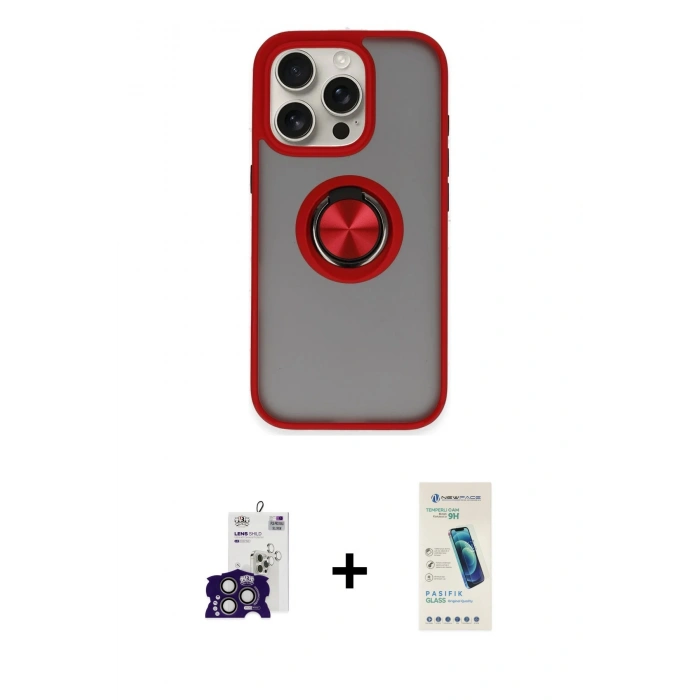 MARSİLYAN™- iPhone 16 Pro Max Kılıf Yörünge Çizgi - Şeffaf Pasifik Cam Ekran Koruyucu + Bilvis Titan Kamera Lens - TMGI