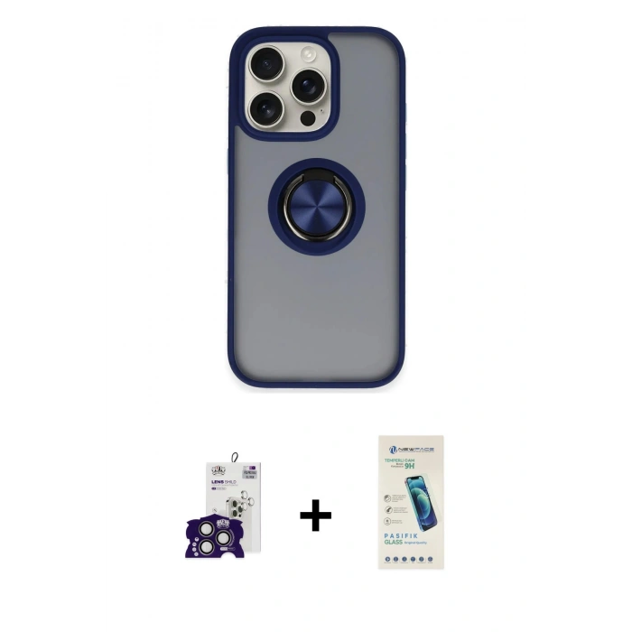 MARSİLYAN™- iPhone 16 Pro Max Kılıf Yörünge Çizgi - Şeffaf Pasifik Cam Ekran Koruyucu + Bilvis Titan Kamera Lens - TMGI