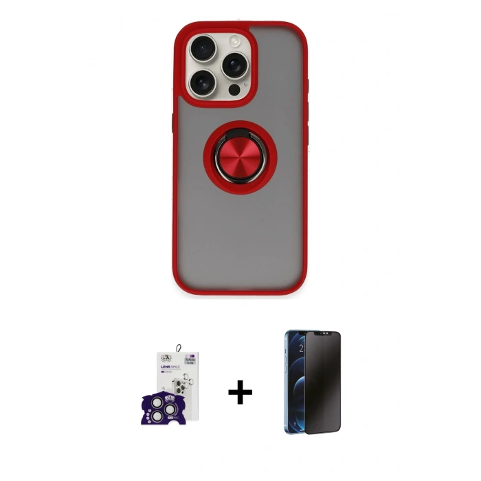MARSİLYAN™- iPhone 16 Pro Max Kılıf Yörünge Çizgi - Siyah 3D Antistatik Hayalet Cam Ekran Koruyucu + Bilvis Titan Kamera Lens - TMGI