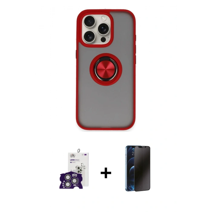 MARSİLYAN™- iPhone 16 Pro Max Kılıf Yörünge Çizgi - Siyah 3D Antistatik Hayalet Cam Ekran Koruyucu + Bilvis Titan Kamera Lens - GS