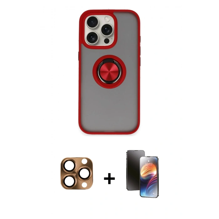 MARSİLYAN™- iPhone 16 Pro Max Kılıf Yörünge Çizgi - Siyah 3D Antistatik Mat Seramik Nano Ekran Koruyucu + Pers Alüminyum Kamera Lens - CLTM