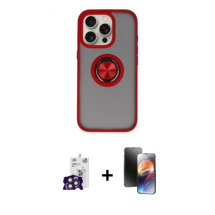 MARSİLYAN™- iPhone 16 Pro Max Kılıf Yörünge Çizgi - Siyah 3D Antistatik Mat Seramik Nano Ekran Koruyucu + Bilvis Titan Kamera Lens - TMGI