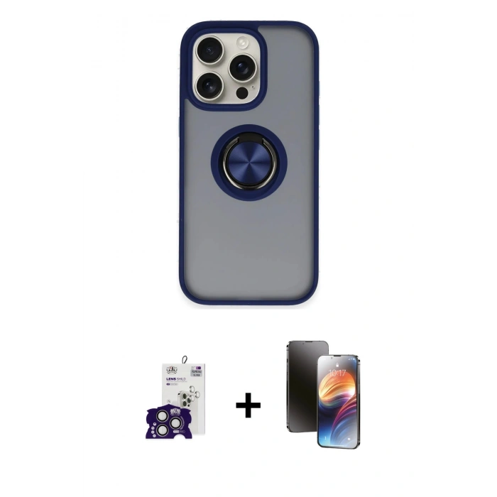 MARSİLYAN™- iPhone 16 Pro Max Kılıf Yörünge Çizgi - Siyah 3D Antistatik Mat Seramik Nano Ekran Koruyucu + Bilvis Titan Kamera Lens - TMGI