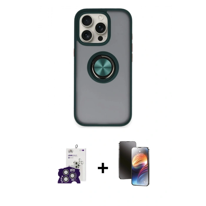 MARSİLYAN™- iPhone 16 Pro Max Kılıf Yörünge Çizgi - Siyah 3D Antistatik Mat Seramik Nano Ekran Koruyucu + Bilvis Titan Kamera Lens - GS
